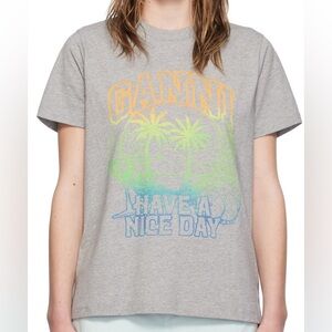 NWT Ganni Cotton Crew Neck T-Shirt in Paloma Melange Size Large